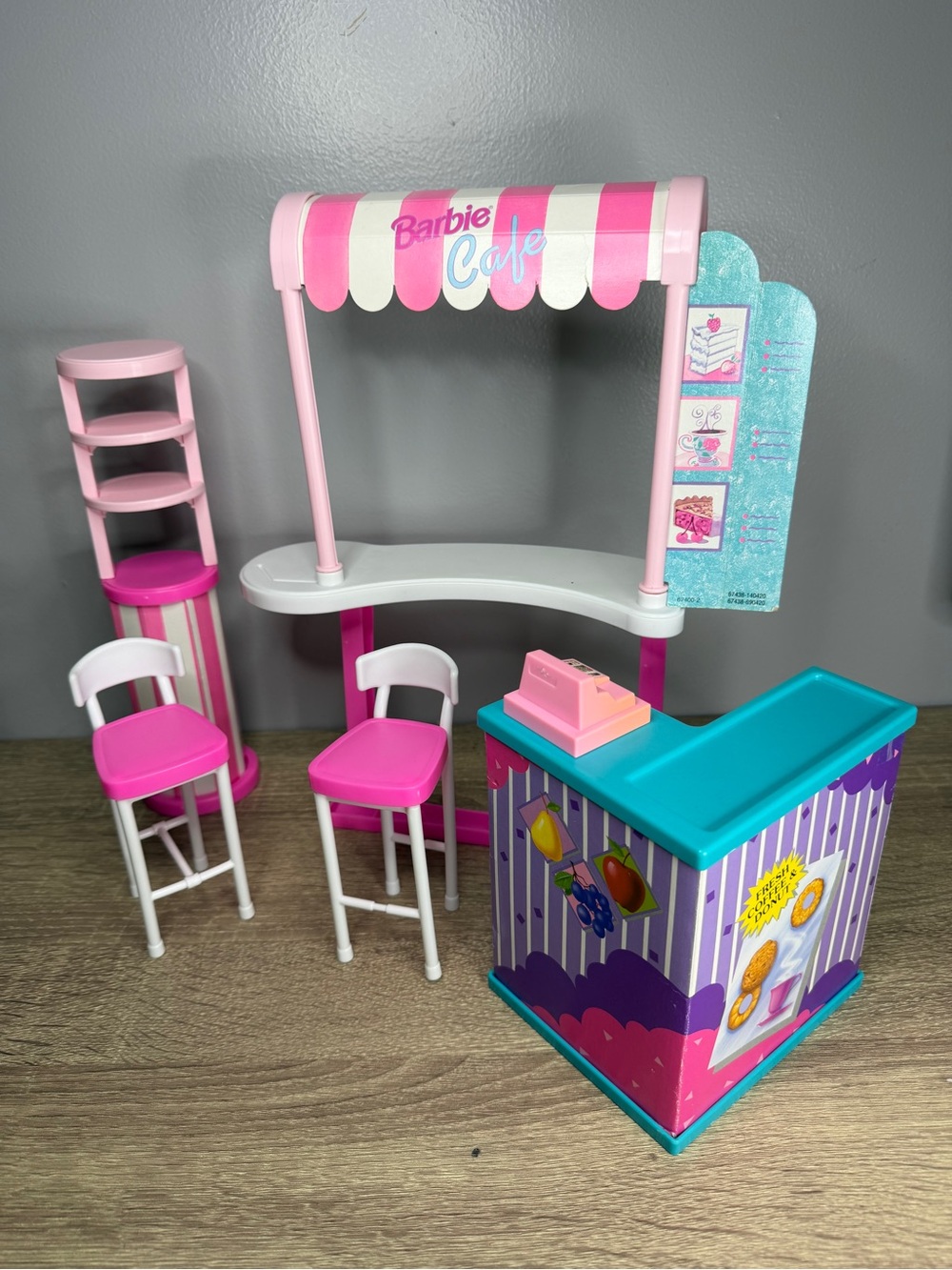 Vintage Barbie Café Playset — Pink, Teal & White Counter Set